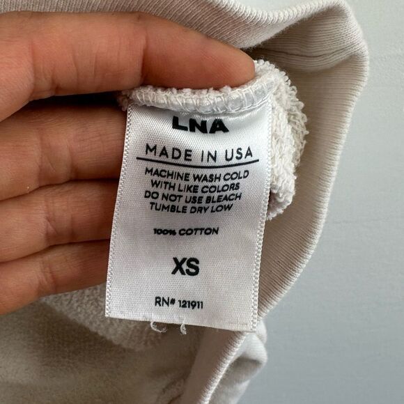 LNA Lion Hoodie Pullover in Off White Cutout Shoulder Drawstring Size XS - Picture 5 of 10